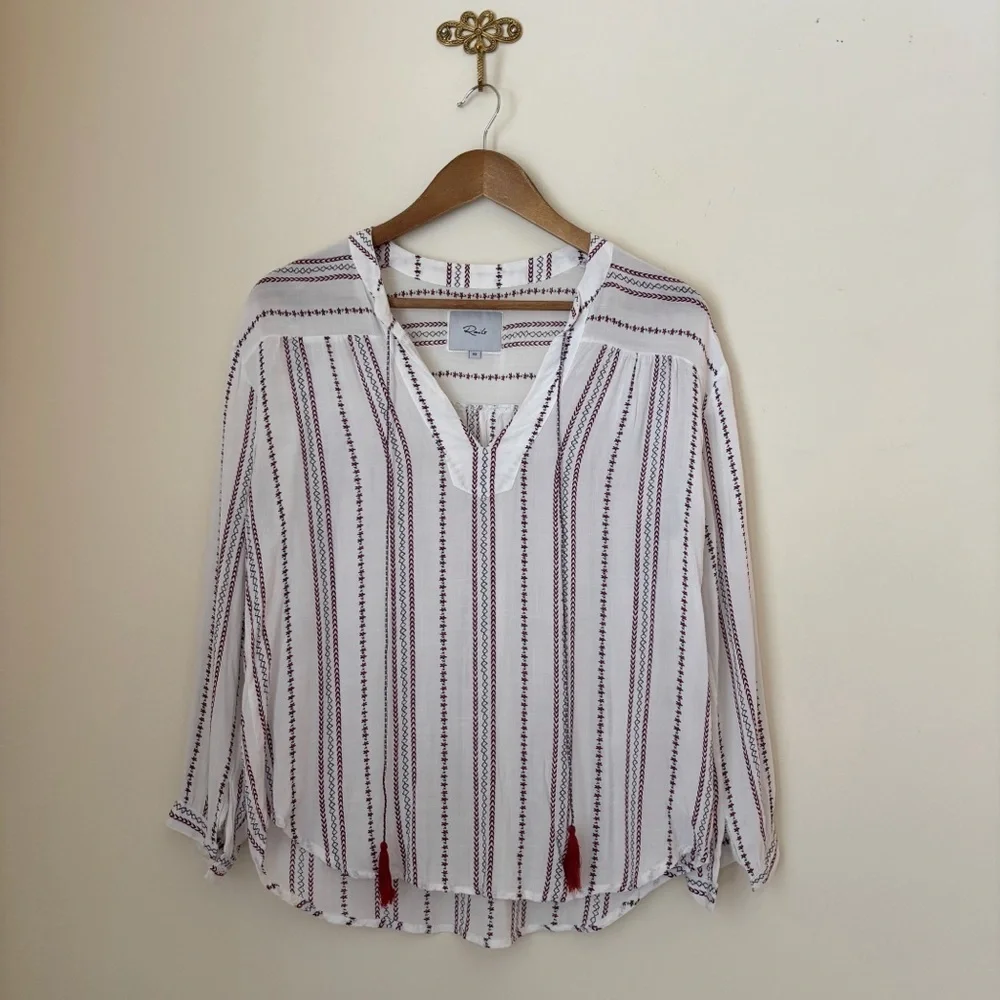 Rails Emily Braided Stripe Popover Top XS Coastal Summer